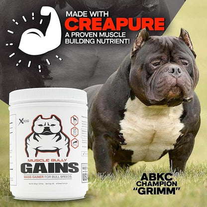 Gains - Mass Weight Gainer for Dogs, Whey Protein, Flax Seed (for Bull Breeds, Pit Bulls, Bullies) Increase Healthy Natural Weight, Made in The USA (90 Servings)