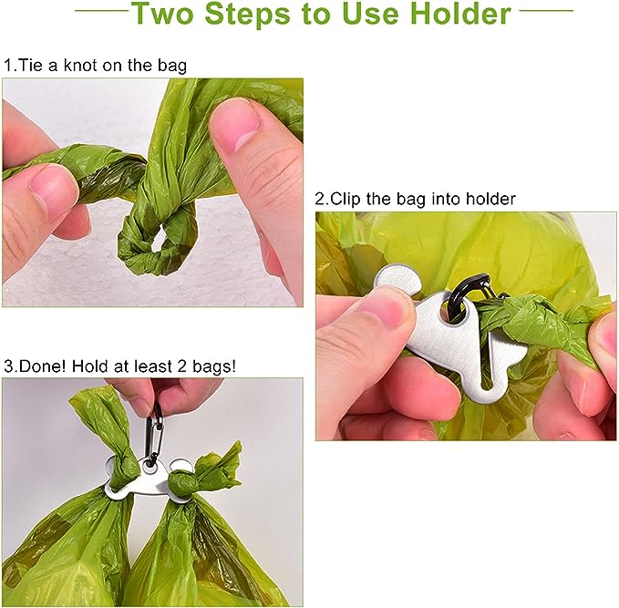 2Packs Dog Poop Bag Holder for Leash Attachment Dog Poop Bag Dispenser Dog Waste Bag Dispensers for Leash Accessory Dog Poop Bag Holders Dispensers & Hand Free Holder Metal Carriers, Black&Purple