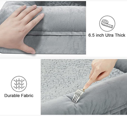 Small Dog Bed, Orthopedic Dog Bed with Waterproof Cover, Removable Memory Foam Bolster Dog Soft Sofa Bed with Nonskid Bottom, Pet Bed with Washable Cover