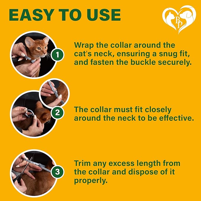 Natural Flea & Tick Collar for Cats - 12 Months Control of Best Prevention & Safe Treatment - Anti Fleas and Ticks Essential Oil Repellent (1 pack)