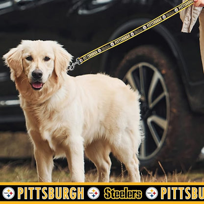 NFL PET Leash Pittsburgh Steelers Dog Leash, Small Football Team Leash for Dogs & Cats. A Shiny & Colorful Cat Leash & Dog Leash Licensed by The NFL