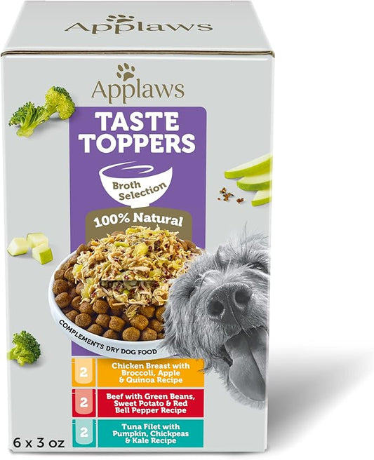 Applaws Taste Toppers Broth Selection Natural Wet Dog Food, 3 oz pouches, case of 6