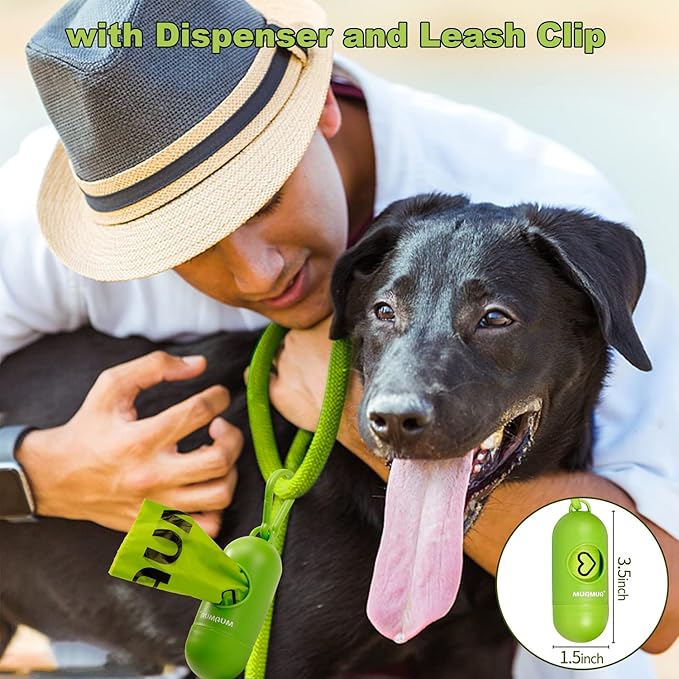 Biodegradable Dog Poop Bags 300 Count, 20 Rolls, Recyclable Waste with Dispenser, Large 9 x 13 Inches, Extra Thick, Leak Proof for Dogs and Cats