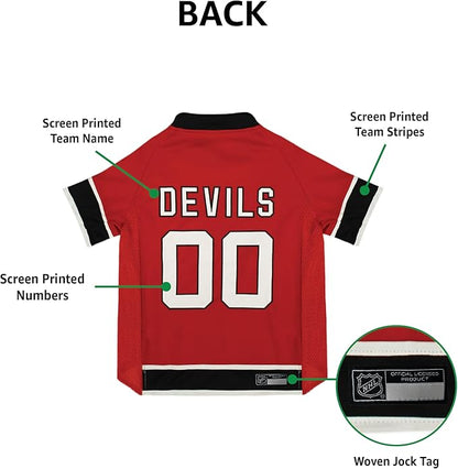 Pets First NHL New Jersey Devils Jersey for Dogs & Cats, X-Small. - Let Your Pet Be A Real NHL Fan!