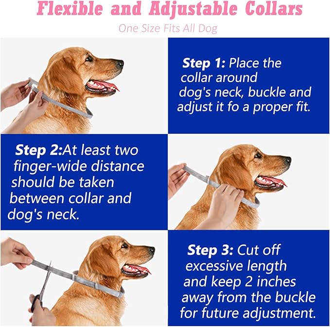 Flea Collar for Dogs, Dog Flea Collars Kill Flea and Ticks, 2 Pack Natural Flea and Tick Prevention Collar for Dogs, Water Resistant Dog Tick Collar, One Size Fits All Dogs