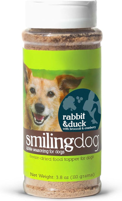 Herbsmith Kibble Seasoning – Freeze Dried Rabbit & Duck – DIY Raw Coated Kibble Mixer - Dog Food Topper for Picky Eaters, 3.8 oz