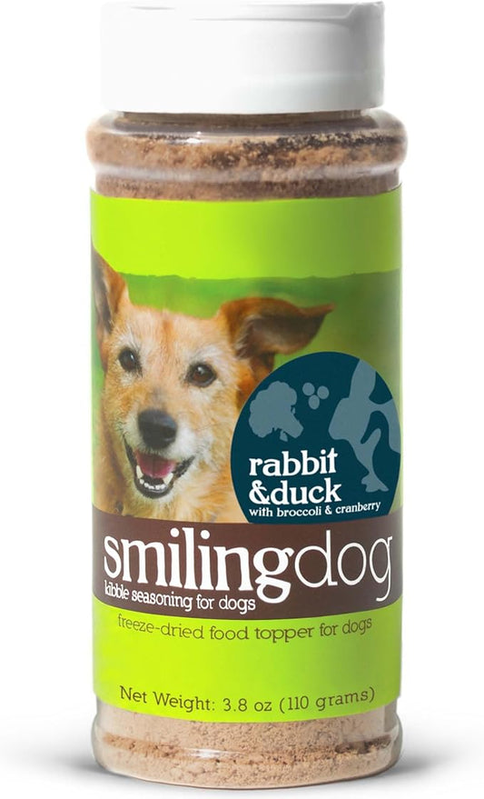 Herbsmith Kibble Seasoning – Freeze Dried Rabbit & Duck – DIY Raw Coated Kibble Mixer - Dog Food Topper for Picky Eaters, 3.8 oz