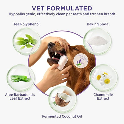 HICC Pet Teeth Cleaning Wipes for Dogs & Cats, Remove Bad Breath by Removing Plaque and Tartar Buildup, Disposable Dog Finger Toothbrush Gentle Pet Dental Care Wipes, 50 Counts, (Mentha Spicata Scent)