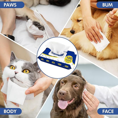 Pet Wipes 400 Dog Wipes – 8x8 Inch Unscented Dog Paw Cleaner Wipes for Body, Ears, Face, and Skin Ultra Thick & Soft with Hypoallergenic Formula Ideal Pet Wipes for Dogs & Cats