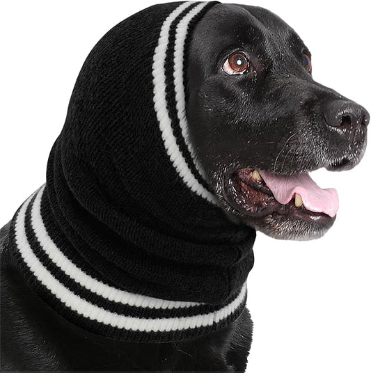 IECOii Calming Headband for Dogs,Dog Calming Hood Dog Noise Canceling for Fireworks,Thunderstorms,Quiet Dog Ear Covers for Blow Drying/Pet Grooming,Dog Neck and Ear Warmer for Medium Dogs,Black-M