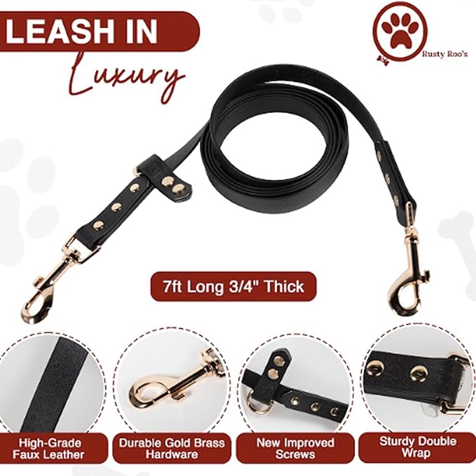 Hands Free Dog Leash - 7 Feet Multifunctional Waist, Shoulder & Crossbody Dog Leash for Walking, Jogging and Running, Faux Leather Hands Free Leash for Small to Medium Sized Dogs