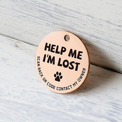 MYLUCKYTAG Stainless Steel QR Code Pet ID Tags Dog Tags - Pet Online Profile - Scan QR Receive Instant Pet Location Alert Email