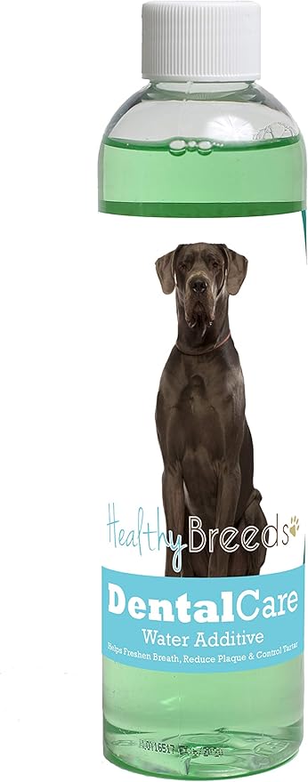 Healthy Breeds Dog Dental Care Water Additive for Great Dane, Brown - OVER 200 BREEDS - Helps Freshen Breath Reduce Plaque & Control Tartar - Mint Flavor - 8 oz