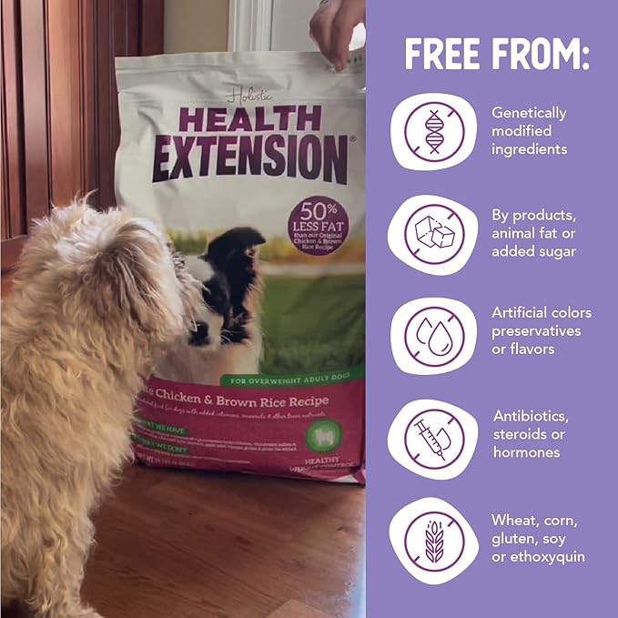 Health Extension Weight Control Dry Dog Food, Natural Food for Overweight Adult Dogs with added Vitamins & Mineral, Lite Chicken & Brown Rice Recipe (4 lbs / 1.8 kg)
