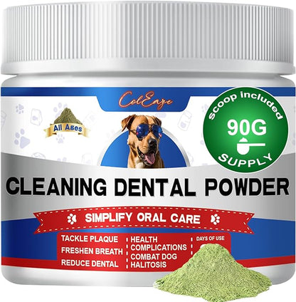 Dog Teeth Cleaning Powder,Herbal Dog Dental Powder with Breath Freshener,Plaque Remover for Teeth Dog Targets Tartar & Bad Breath,Healthy Mouth for Dogs