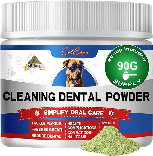 Dog Teeth Cleaning Powder,Herbal Dog Dental Powder with Breath Freshener,Plaque Remover for Teeth Dog Targets Tartar & Bad Breath,Healthy Mouth for Dogs