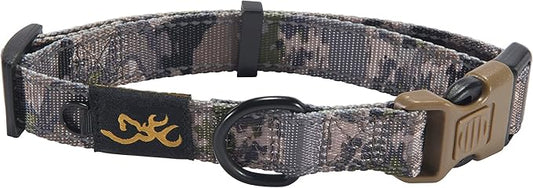 Browning Classic Preformance Webbing Pet Collar, Fully Adjustable, Available in Solid Colors and Camo Patterns, Ovix Camo, Medium