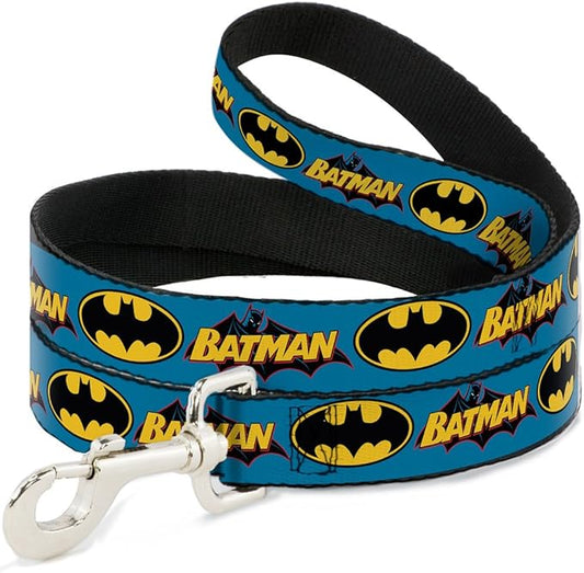 Buckle-Down Dog Leash Vintage Batman Logo Bat Signal Blue 6 Feet Long 1.5 Inch Wide, Multicolor (DL-6FT-WBM013-W)