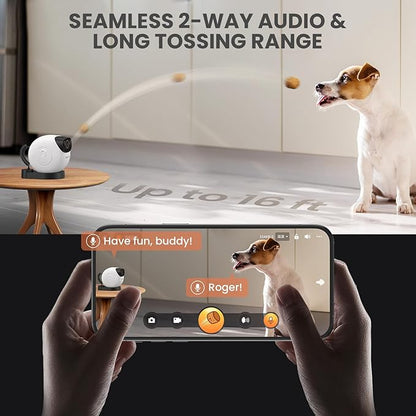 DOG CARE Pet Camera Treat Dispenser with Dog Button, 360° View Smart Dog Camera with Motion Tracking, Barking Alert, Night Vision, 5G WiFi Pan/Tilt Dog Security Camera for Dogs Cats