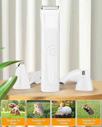 Dog Clippers for Grooming, Dog Paw Trimmer, Dog Nail Grinder, Low Noise Cordless Pet Hair Trimmers for Small and Large Dogs Cats and Other Pets