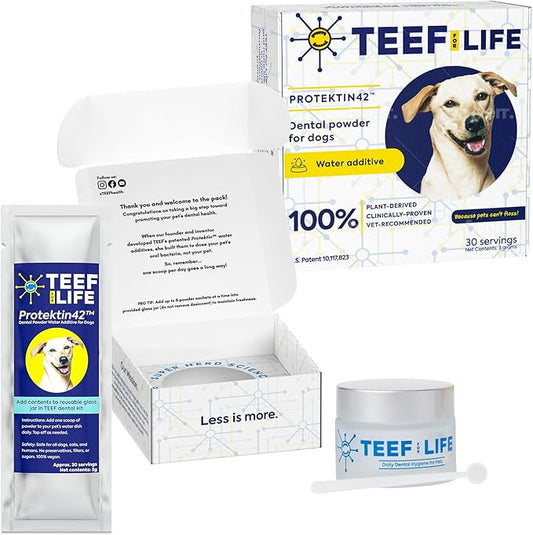 for Life Protektin42 Plant-Derived Dental Water Additive for Dogs, Daily Dental Care, Clinically-Proven Formula Naturally Fights Plaque and Tartar, Dental Kit with 30 Servings