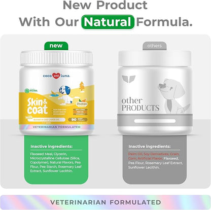 Omega 3 Fish Oil for Dogs - 90 Soft Chews - with Cod Liver Oil, Algae Oil, EPA & DHA Fatty Acids for Dog Shedding, Itchy, Dry Skin, Joint & Heart Support (Soft Chews)