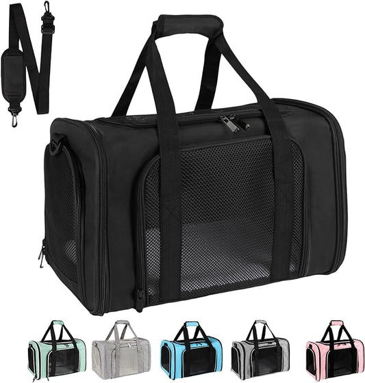 Dog Cat Carrier Pet Carriers for Small Medium Large Cats Dogs Carrier Under 25 Lbs Soft Sided Small Puppy Dog Carrier Portable Foldable Dog Cat Travel Carrier Black Large