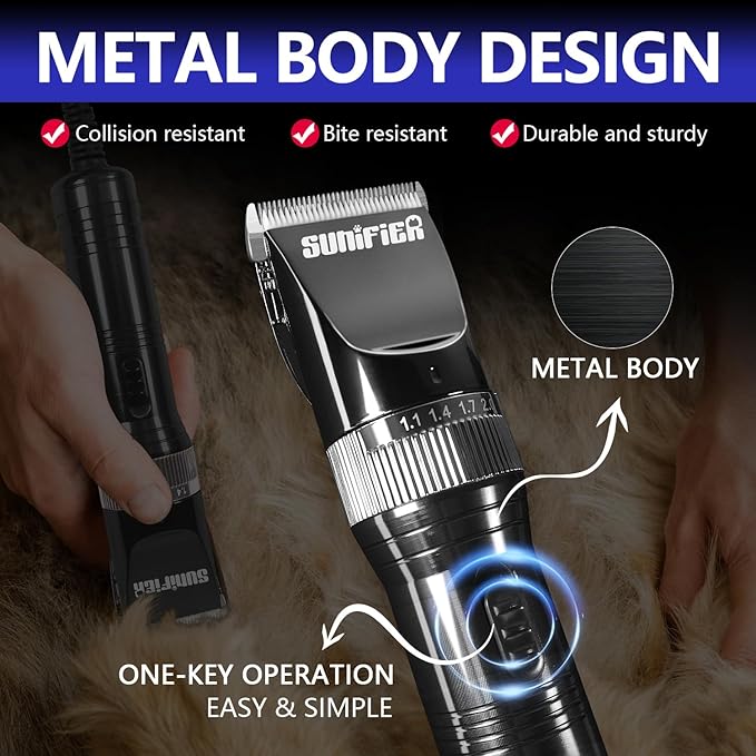 Professional Dog Grooming Clippers for Thick Coat - Sheep Shears for Dogs with Thick Hair – Pet Grooming Clippers for Cats, Sheeps, Horse (Black)