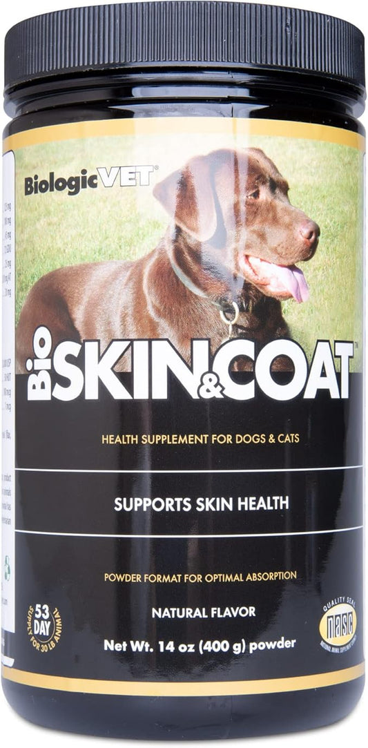 BioSKIN & Coat Natural Antihistamine Supplement for Dogs & Cats, Supports Skin Health and Helps Maintain Normal Histamine Levels, 53-Day Supply for 30-lb. Animal, 14-oz. Powder