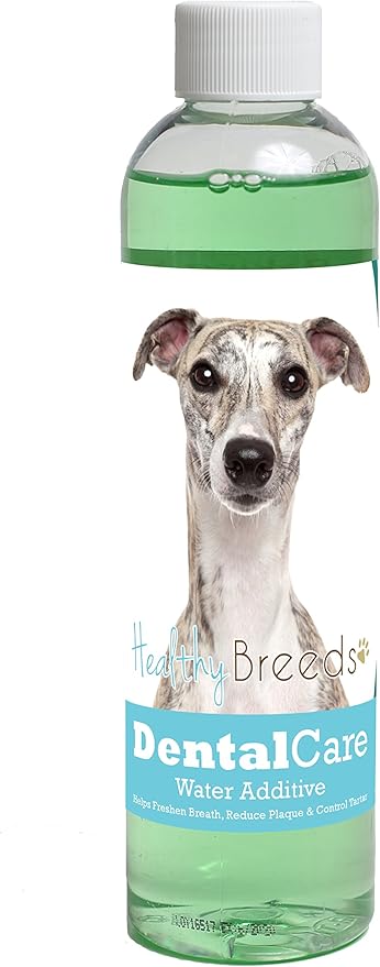 Healthy Breeds Dog Dental Care Water Additive for Whippet - Helps Freshen Breath, Reduce Plaque & Control Tartar - Mint Flavor - 8 oz