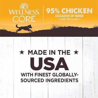 Wellness CORE 95% Natural Wet Grain Free Canned Dog Food, Chicken & Broccoli,12.5-Ounce Can (Pack of 12)