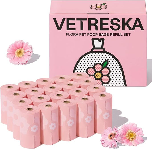 VETRESKA Dog Poop Bags, Lavender Scented, Leak Proof, Extra Thick and Extra Strong Pet Waste Bags for Dog Walking and Cat Litter, 300 Counts15 Refill Rolls 9 X 13 inches