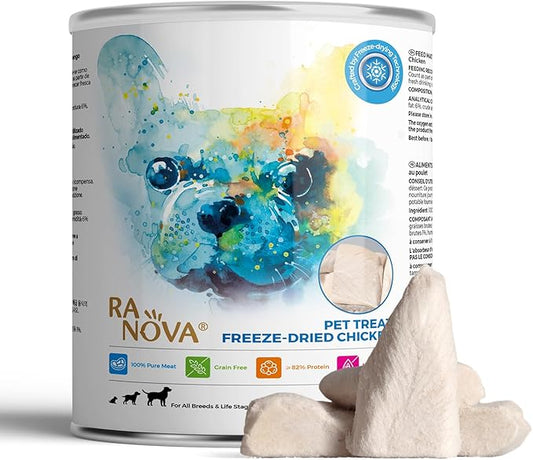 Freeze Dried Dog Treats - 100% Chicken Breast Grain Free - Natural Balanced Single Ingredient Raw Dog Snacks - Dry Dog Food Topper 115g/4.1oz