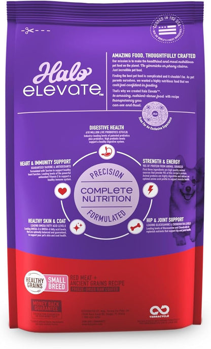Halo Elevate Dry Dog Food, Healthy Grains Red Meat Recipe, Small Breed, 3.5lb