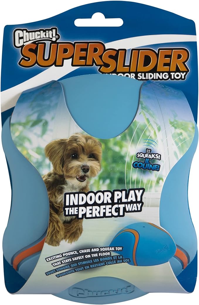 Chuckit! Indoor Super Slider Dog Self Fetch Squeaker Toy -Glides Harmlessly On Most Indoor Surfaces