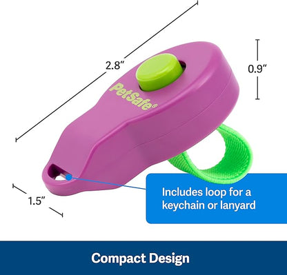 PetSafe Clik-R Dog Training Clicker - Positive Behavior Reinforcer for Pets - All Ages, Puppy and Adult Dogs - Use to Reward and Train - Training Guide Included - Purple