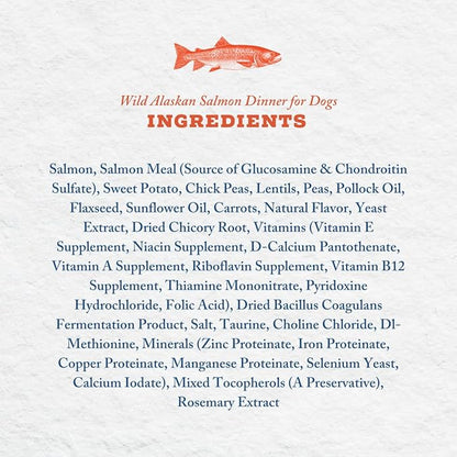Wild Alaskan Salmon Grain-Free Dog Food | No Chicken or Other Animal by-Products | Rich in Omega 3 & 6 Fatty Acids | Sustainably Sourced Wild Caught Fish | Made in The USA | 4lb Bag