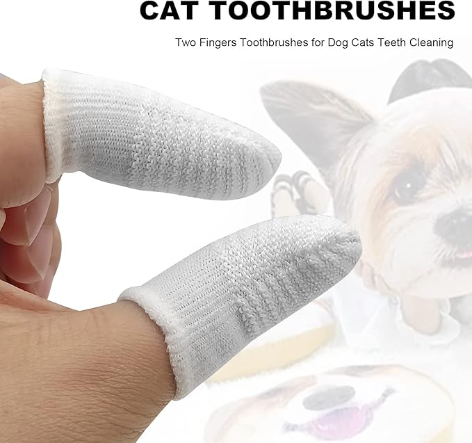 6 Pairs Pet Toothbrushes Finger Toothbrush Teeth Oral Cleaning Dental Care for Dog Cats Teeth Cleaning Washable Comfortable Durable Cotton and Nylon Toothbrush(12Pcs, White)