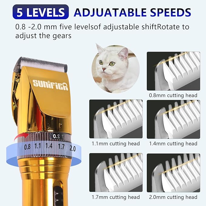 Professional Dog Grooming Clippers for Thick Coat - Sheep Shears for Dogs with Thick Hair – Pet Grooming Clippers for Cats, Sheeps, Horse (Gold)