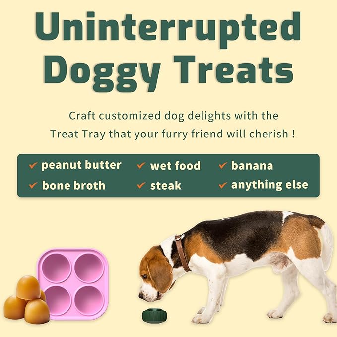 Pet Feeder Pink Silicone Treat Tray Mold Compatibility with Pupsicle Toy, Large Dogs