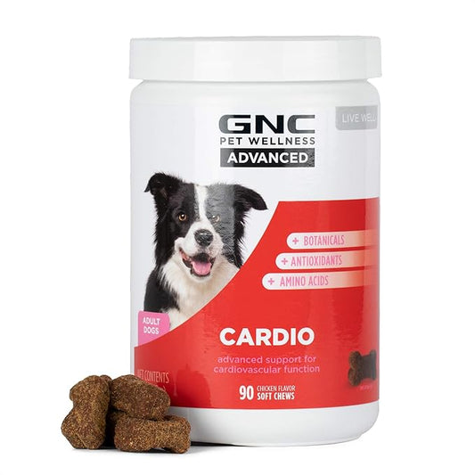 GNC Pets Advanced Dog Supplements for Cardiovascular Support| 90 Ct Soft Chew Dog Supplements for Cardio Health and Heart Health | Easy to Chew Dog Supplements, Made in The USA