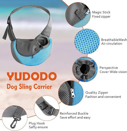 YUDODO Pet Dog Sling Carrier Breathable Mesh Travel Safe Sling Bag Carrier for Dogs Cats