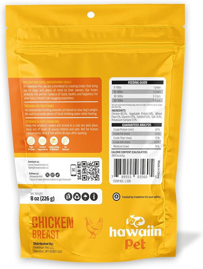 Chicken Jerky Dog Treats 8 oz, Rawhide-Free, Grain-Free, Made with Real Breast, Healthy, Long-Lasting and Great Tasting Treat