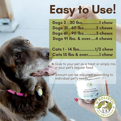 Wholistic Pet Organics: Multivitamin Chews for Dogs Organic Homemade Dog Treat for Medium and Small Dogs Calming Chews for Dogs Food Puppy Multivitamin Probiotics Immune Support Supplement (240 Count)