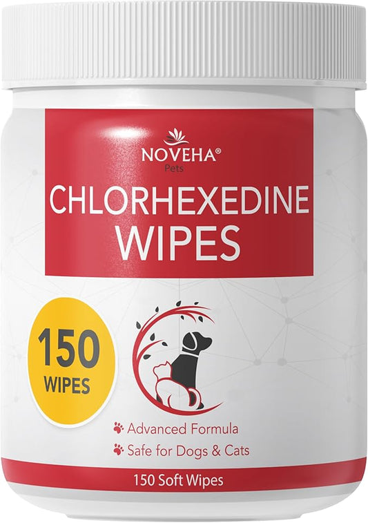 NOVEHA Pet Wipes - Formulated Pet Wipes - for Facial and finger Folds, Underarms - 3" x 2" Size (150 Count)