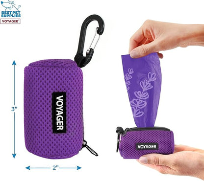 Best Pet Supplies 2-Pack Dog Poop Bag Holder Leash Attachment, Color, Reusable Mesh Dispenser Pouch for Travel, Walking, Park, and Outdoor Use, Soft and Durable with Clip-On - Mesh Purple