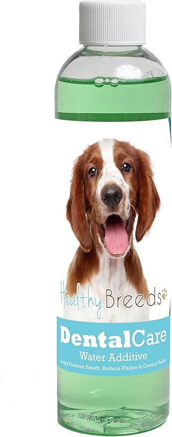 Healthy Breeds Dog Dental Care Water Additive for Welsh Springer Spaniel - Helps Freshen Breath, Reduce Plaque & Control Tartar - Mint Flavor - 8 oz