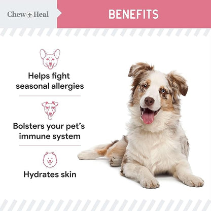 Dog Allergy Chews - 90 Delicious Soft Chew Treats - Anti Itch Allergy Relief for Dogs and Cats - Boosts Immune System, Promotes Skin Health - Seasonal Allergy Treatment for Pets - Made in The USA