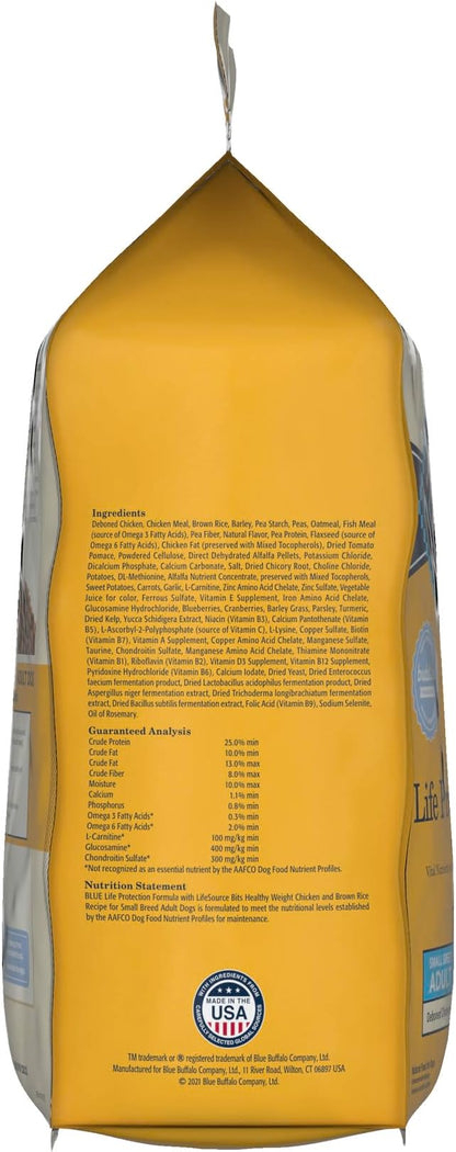 Blue Buffalo Life Protection Formula Natural Adult Small Breed Healthy Weight Dry Dog Food, Chicken and Brown Rice 5-lb Trial Size Bag