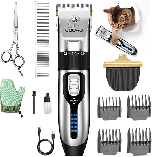 Cat Clippers for Matted Hair, Cat Grooming Kit, Cordless Cat Shaver for Long Hair, Low Noise Paw Trimmer, Cat Hair Trimmer for Grooming,Quiet Pet Hair Clippers Tools for Cats Dogs (Sliver)